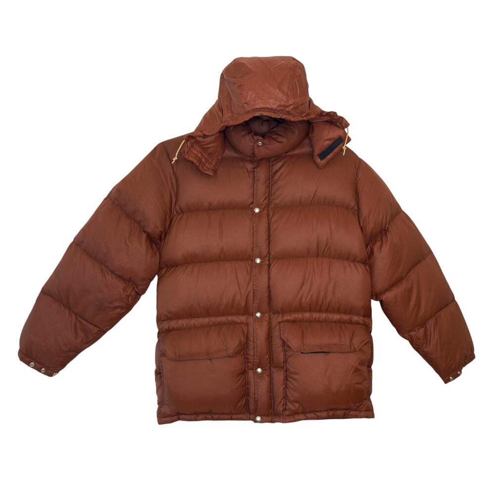 Vtg The North Face Down Puffer Jacket Mens XL Hooded Brown Label TNF Made in USA